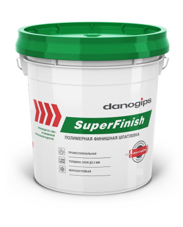Фото Шпатлевка Danogips SuperFinish универсальная готовая 11л (18 кг) ЗЕЛЕНАЯ КРЫШКА