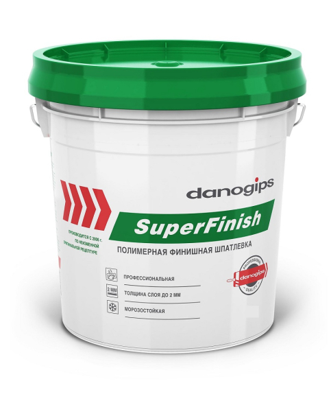 Шпатлевка Danogips SuperFinish универсальная готовая 3л (5кг) ЗЕЛЕНАЯ КРЫШКА