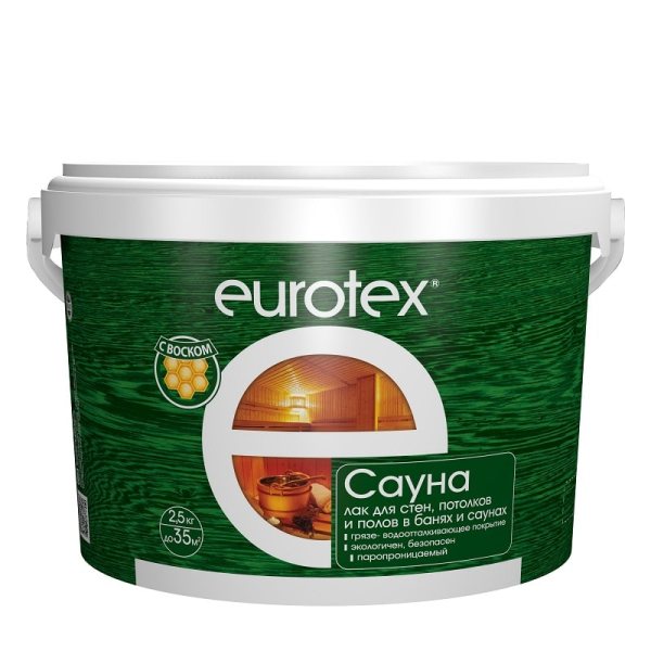 Фото EUROTEX® -САУНА защитно-декоративное покрытие для древесины 2,5 кг